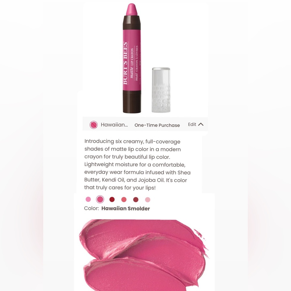 Burt's Bees Lip Crayon Choose Shade: Redwood Forest / Hawaiian Smolder / Sedona - Picture 4 of 8